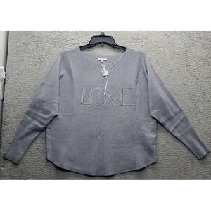 Vila Milano Marsh Sweater Women Large Gray Beaded Long Sleeve Crew Neck Pullover